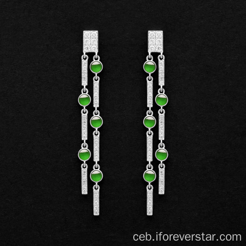 Ang Green Color Icy Jadeite Drops Earrings Alahas